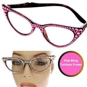 Pink Swarovski Crystal Enhanced Readers Reading Glasses BRAND NEW Stunning!!